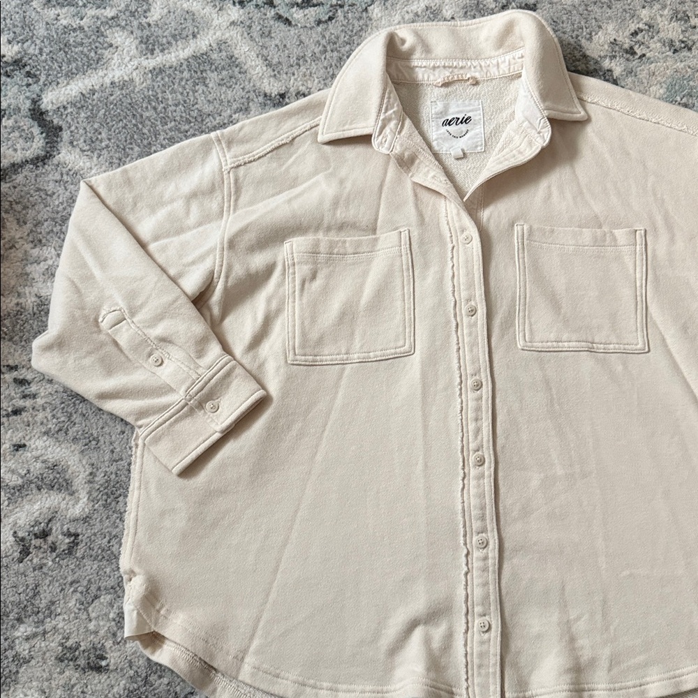 Aerie Cream Oversized Button Down - Picture 2 of 10